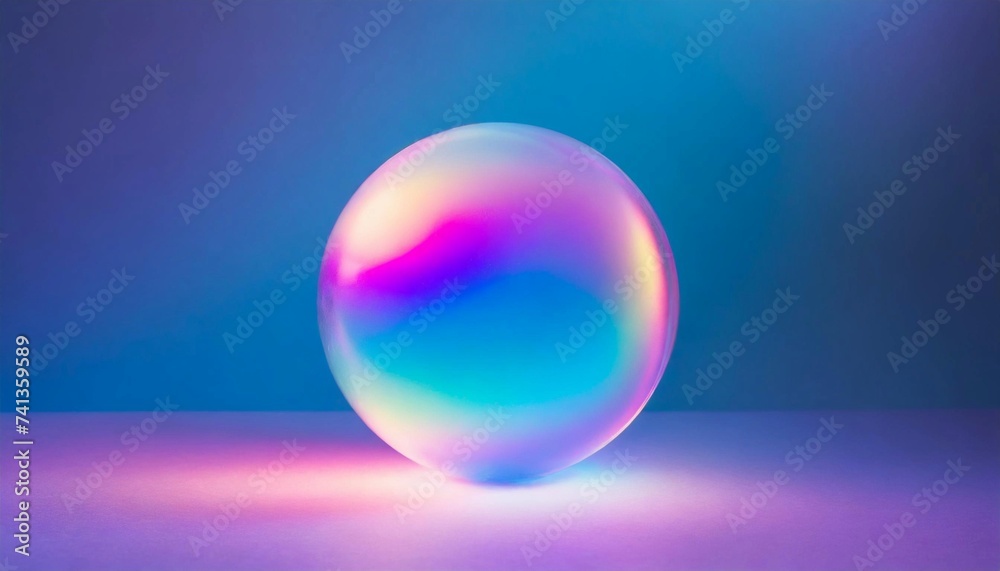 Holographic gradient round sphere. Glowing ball, ultraviolet neon light, blank space Holographic gradient round sphere. Glowing ball, ultraviolet neon light, blank space