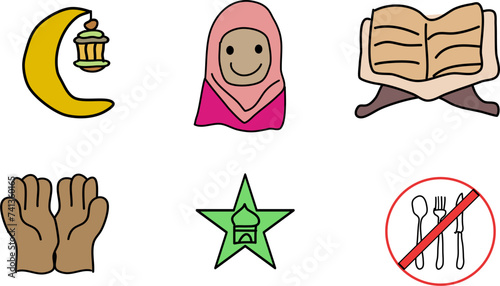several ramadhan icon sets presented in a vector 