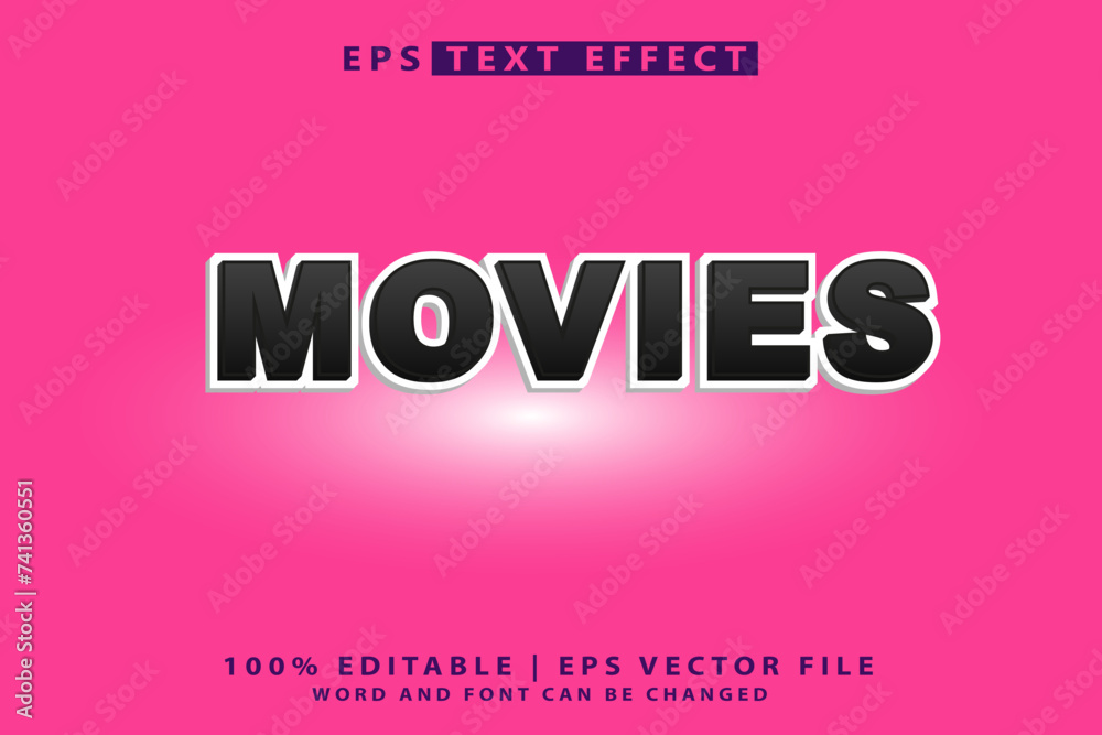Fototapeta premium Movies text style mockup with editable text effect