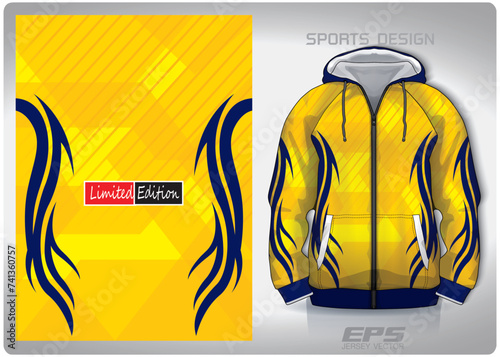 Vector sports hoodie background image.yellow blue diagonal tattoo pattern design, illustration, textile background for sports long sleeve hoodie,jersey hoodie.eps