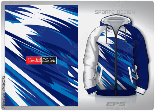 Vector sports hoodie background image.Blue and white wavy lightning pattern design, illustration, textile background for sports long sleeve hoodie,jersey hoodie.eps