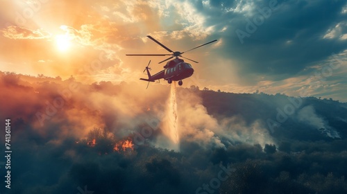 helicopter extinguishes fire