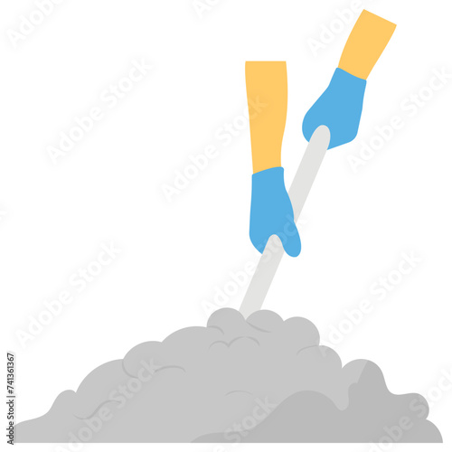 Hoeing flat vector icon 