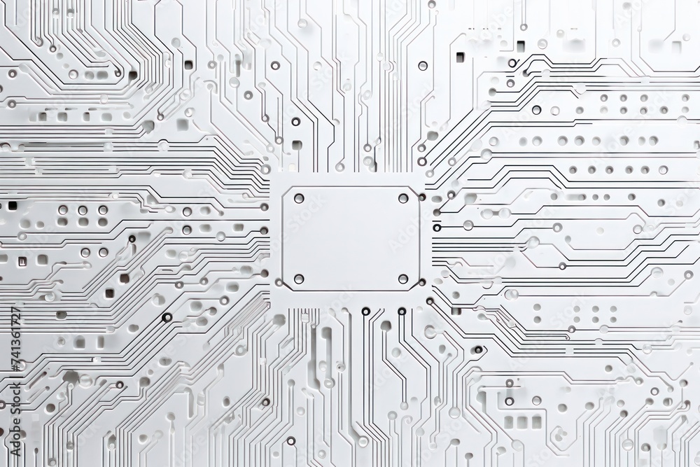 White Techno texture background of printed circuit board. Computer technology abstract backdrop. Information tech. Gray scale futuristic background. White Techno texture background of printed circuit board. Computer technology abstract backdrop. Information tech. Gray scale futuristic background.