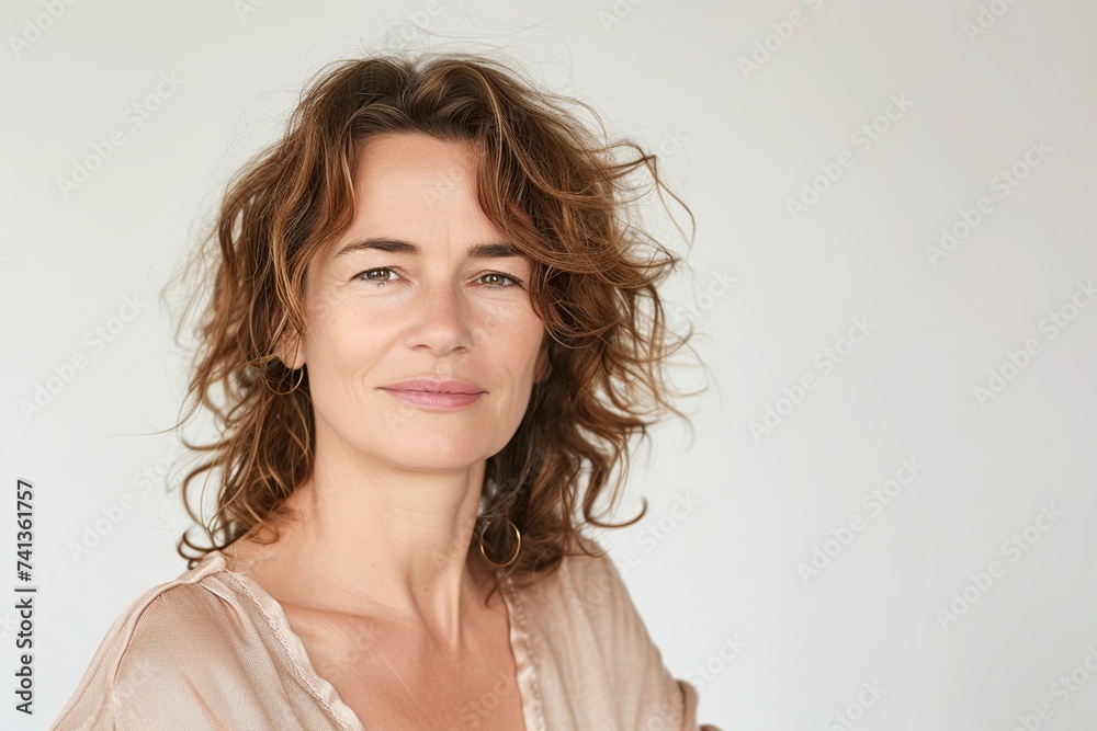 mature woman posing calm and happy in front of the camera mature woman posing calm and happy in front of the camera