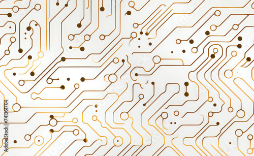 White Techno texture background of printed circuit board. Computer technology abstract backdrop. Information tech. Gray scale futuristic background.