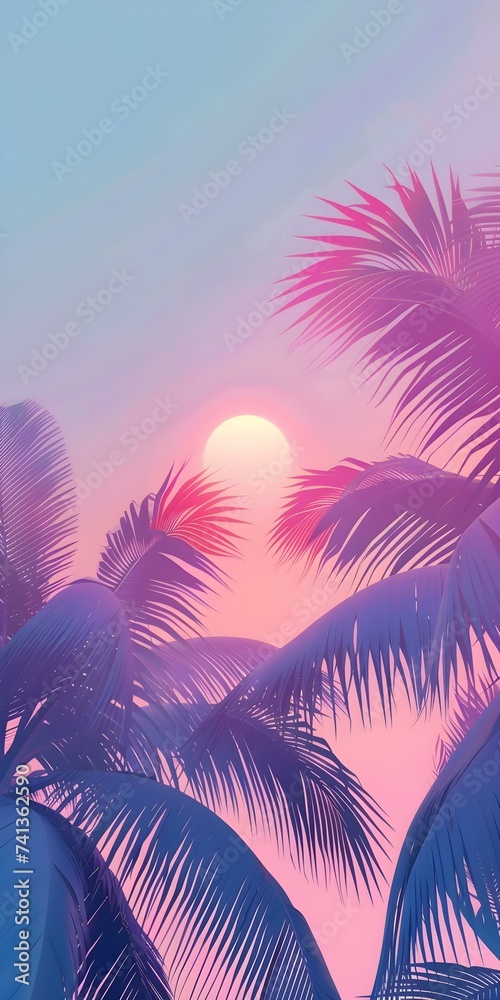 Tropical paradise gradient minimalist background for cellphone mobile phone. Concept Tropical Paradise, Gradient, Minimalist, Cellphone Background, Mobile Phone