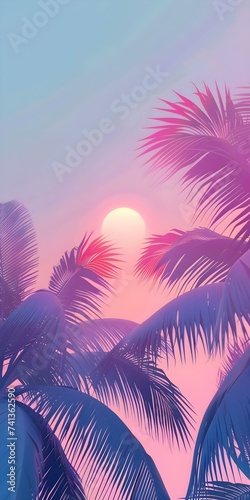 Tropical paradise gradient minimalist background for cellphone mobile phone. Concept Tropical Paradise, Gradient, Minimalist, Cellphone Background, Mobile Phone © Anastasiia