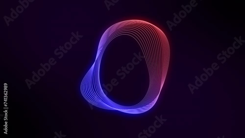 Circular animation and distortion, circle changing shape movement, gradient lines, abstract background, vibrant screensaver, 4K intro