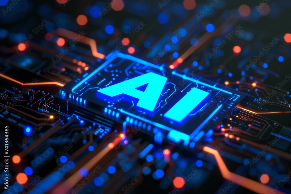 AI Brain Chip page fault. Artificial Intelligence neurology mind icon creation axon. Semiconductor hdmi circuit board nanofiltration