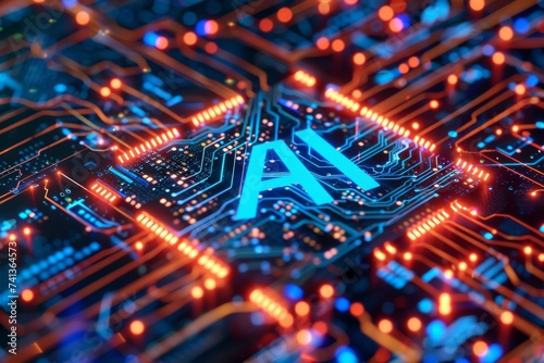 AI Brain Chip neurochemistry. Artificial Intelligence icon mind nanocoatings axon. Semiconductor ml circuit board neon watermelon red