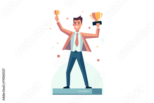 Employee award recognition, success achievement reward or top star performer of the month, best sales champion or certificate concept