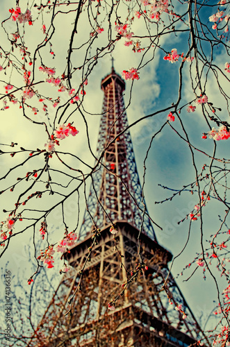 frühling in frankreich eiffelturm photo