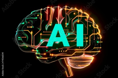 AI Brain Chip it maintenance. Artificial Intelligence neuroanatomy mind 3d ct imaging axon. Semiconductor nlp circuit board file system photo