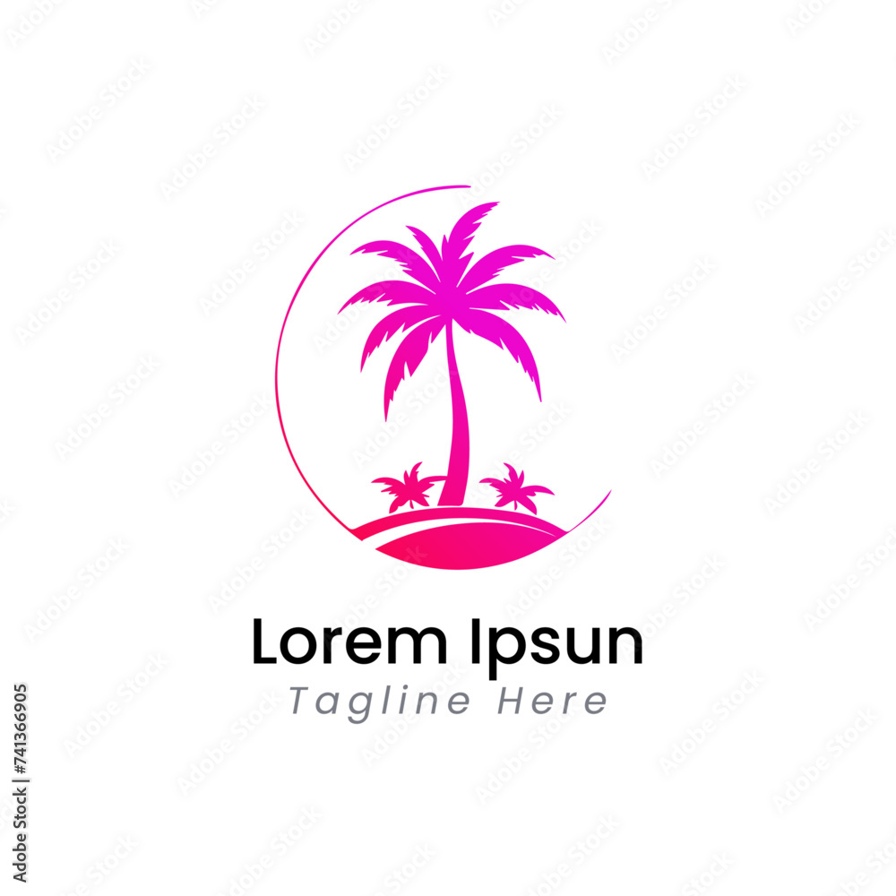 coconut tree logo design icon template