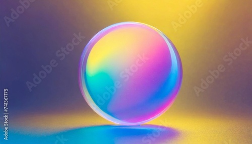 Holographic gradient round sphere. Glowing ball, ultraviolet neon light, blank space