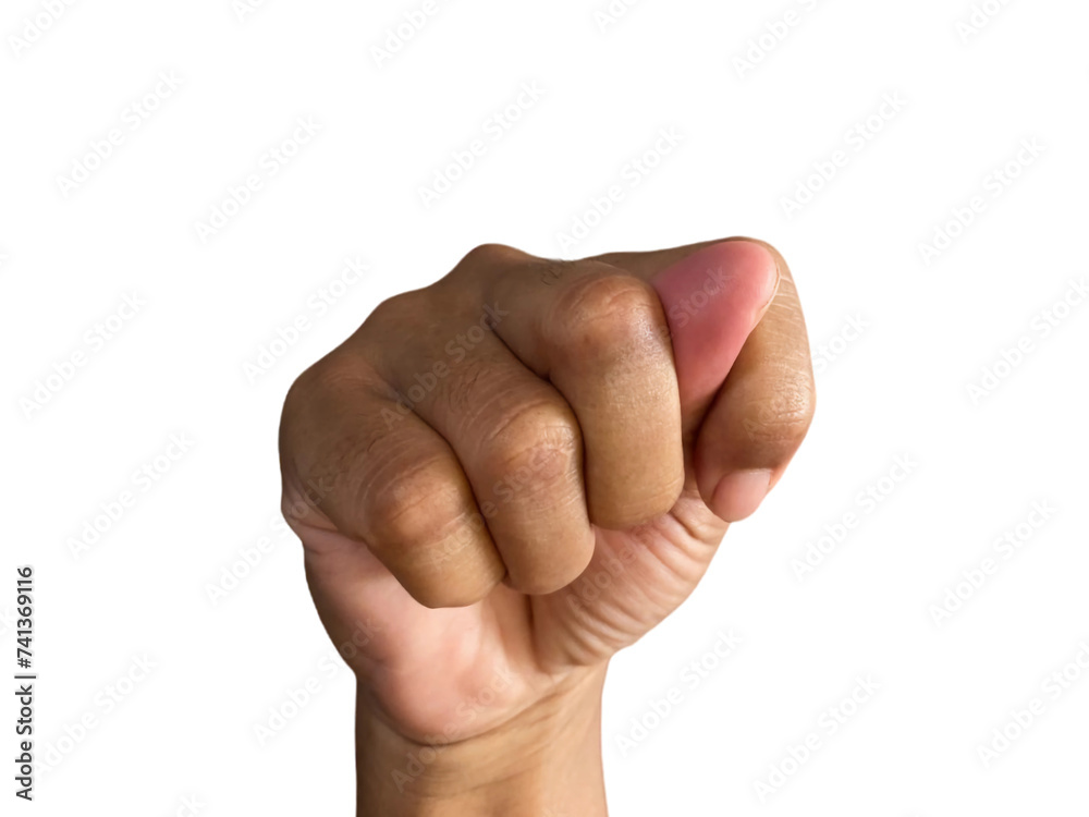 Woman hand showing fig sign isolated on white background Woman hand showing fig sign isolated on white background