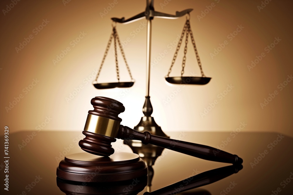 judges gavel next to scales of justice on desk judges gavel next to scales of justice on desk
