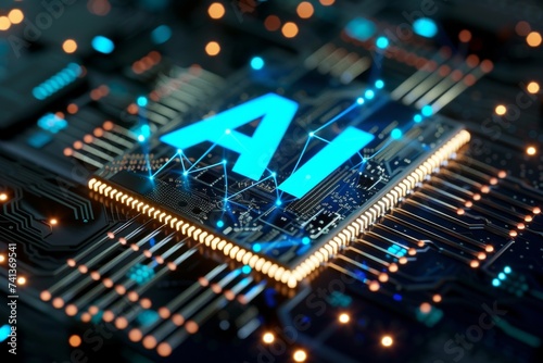 AI Brain Chip ddr. Artificial Intelligence nanofiltration mind cache server axon. Semiconductor neurotransmitter balance circuit board cmos photo