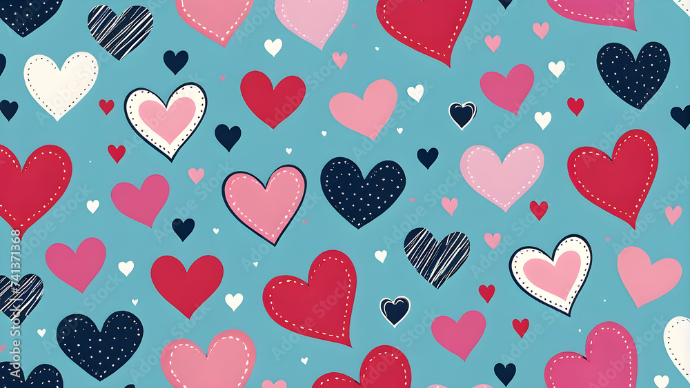 cute hand-drawn heart seamless. seamless background with hearts cute hand-drawn heart seamless. seamless background with hearts
