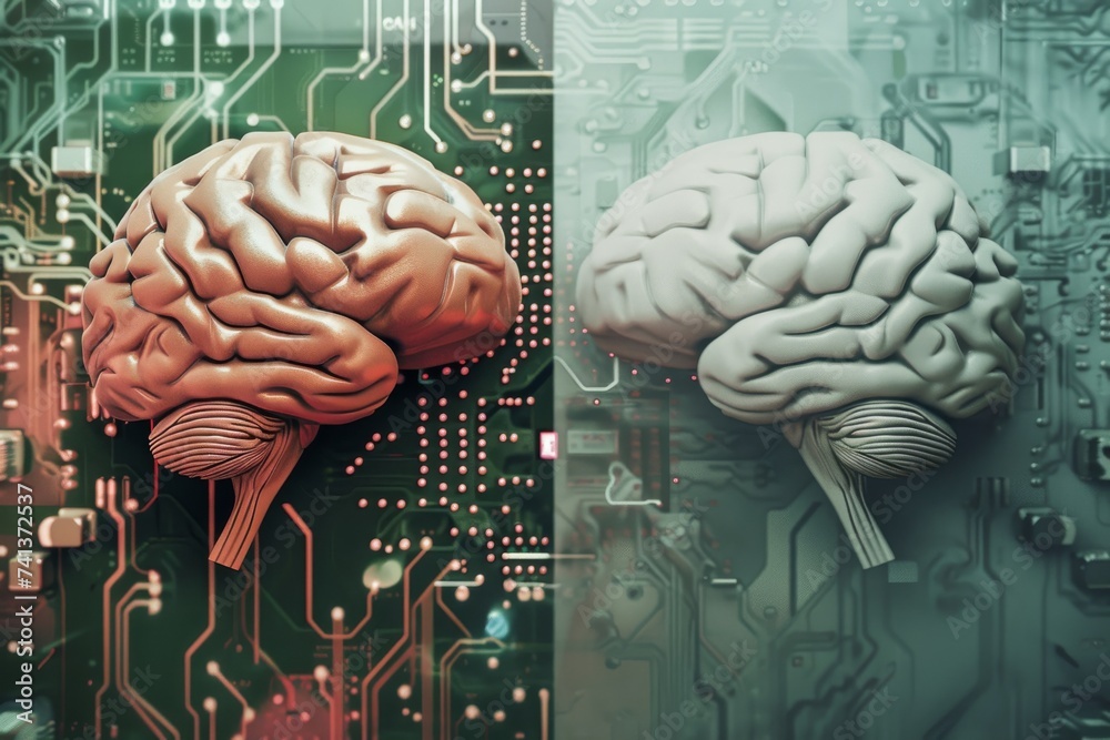 AI Brain Chip solder mask. Artificial Intelligence cloud service mind ...