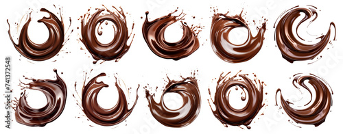 Stampa su tela Set of chocolate splashes, cut out