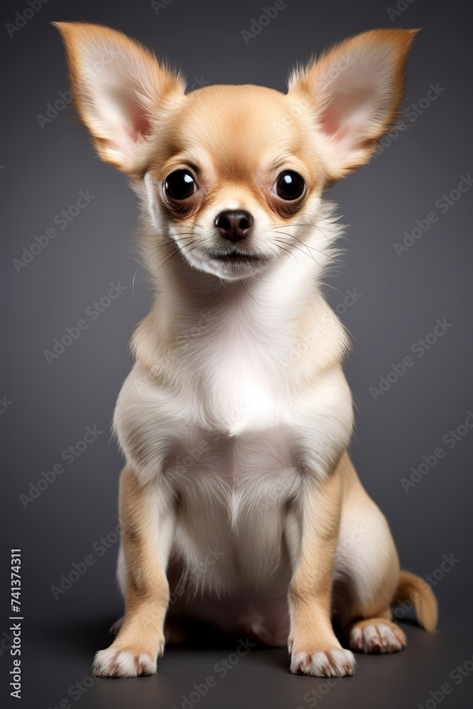 Image of cute chihuahua dog on clean background. Pet. Animals. Illustration. Generative AI.