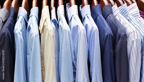 Row of men shirts in close