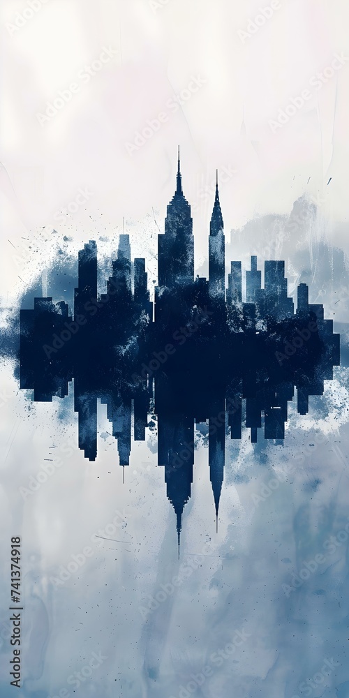 Minimalist Abstract City Skyline Background for Cellphone. Concept Abstract Art, Minimalist Design, City Skyline, Phone Background