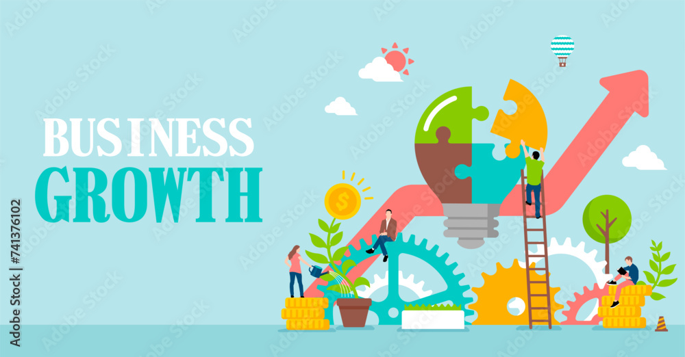 Fototapeta premium Business growth vector banner illustration