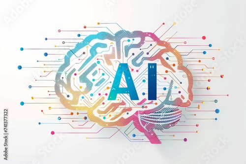 AI Brain Chip mental optimization. Artificial Intelligence gan mind depth of processing axon. Semiconductor vision problems circuit board etching photo