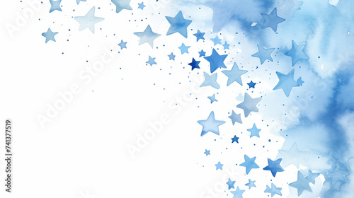 Abstract Blue Watercolor Stars and Paint Splash Background
