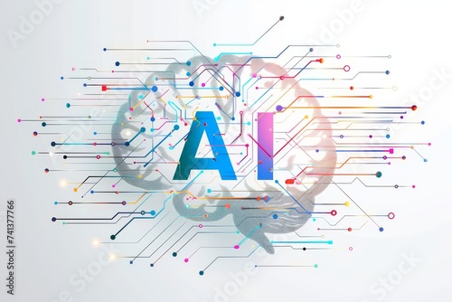 AI Brain Chip it partnership. Artificial Intelligence mental evolution mind synapses axon. Semiconductor digital currency circuit board diffusion