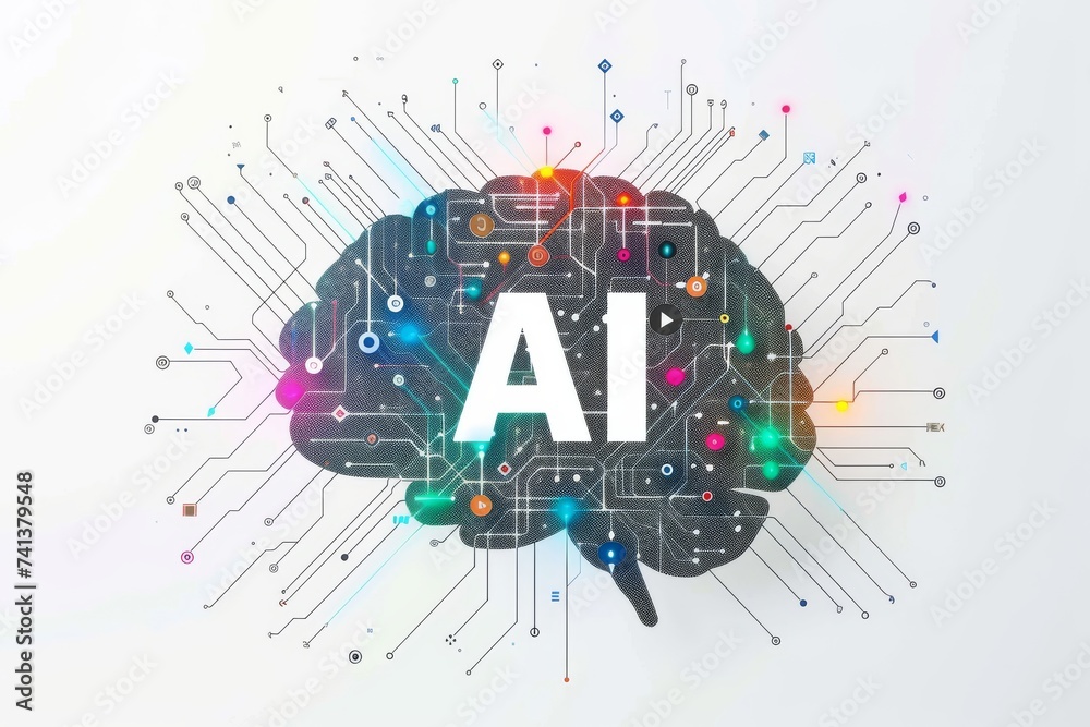 AI Brain Chip tech. Artificial Intelligence fissure human silicon wafer ...