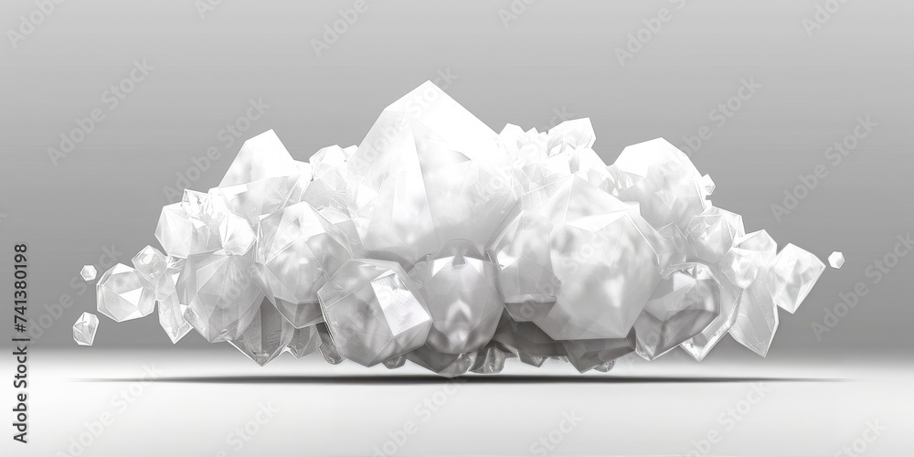 A Serene Assembly of White Quartz Crystals, Symbolizing Natural Purity and Geometric Perfection, Generative AI