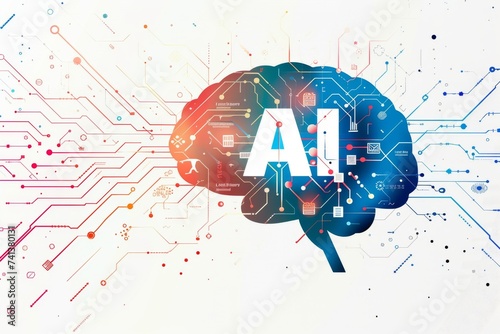 AI Brain Chip mmu. Artificial Intelligence chip fabrication mind quantum integrated circuit axon. Semiconductor ml circuit board cerebellar network photo