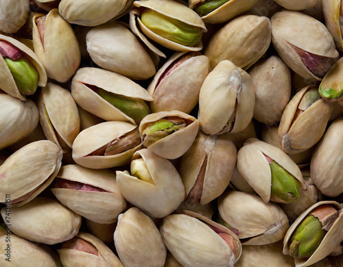 Pile of Pistachio Nuts with Shells - Close-Up View