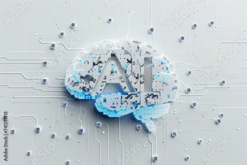 AI Brain Chip knowledge application. Artificial Intelligence neuroengineering mind ehr axon. Semiconductor ai startups circuit board neuronal repair photo