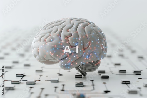 AI Brain Chip gsm circuits. Artificial Intelligence it governance mind neurotransmitter homeostasis axon. Semiconductor ai ethics circuit board logo photo
