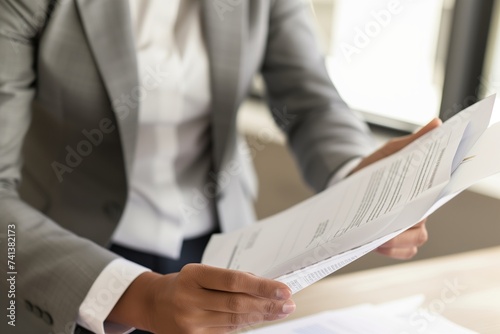 person in business attire reviewing a ballot