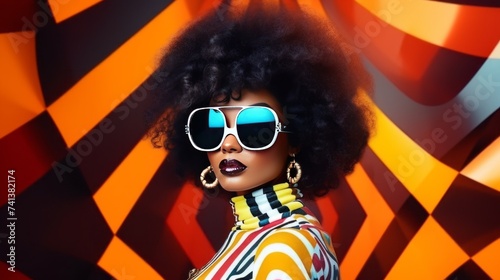 Fashion retro futuristic black girl