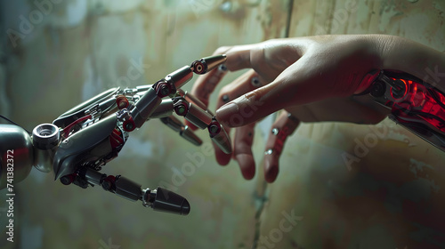 Human hand touching robot hand © khan