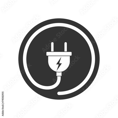 Electric plug graphic icon. Electricity power sign isolated on white background. Vector illustration