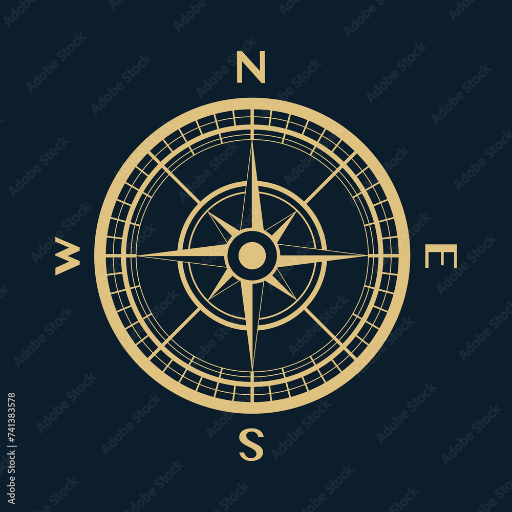 custom made wallpaper toronto digitalCompass in vintage style, vector.