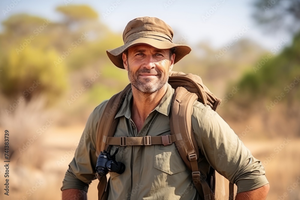 Hiker in the Okavango Delta, Botswana, Africa Hiker in the Okavango Delta, Botswana, Africa
