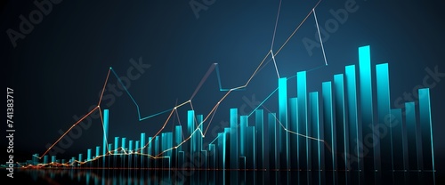 A vibrant stock market graph ascending against a blue backdrop, symbolizing upward momentum and growth.