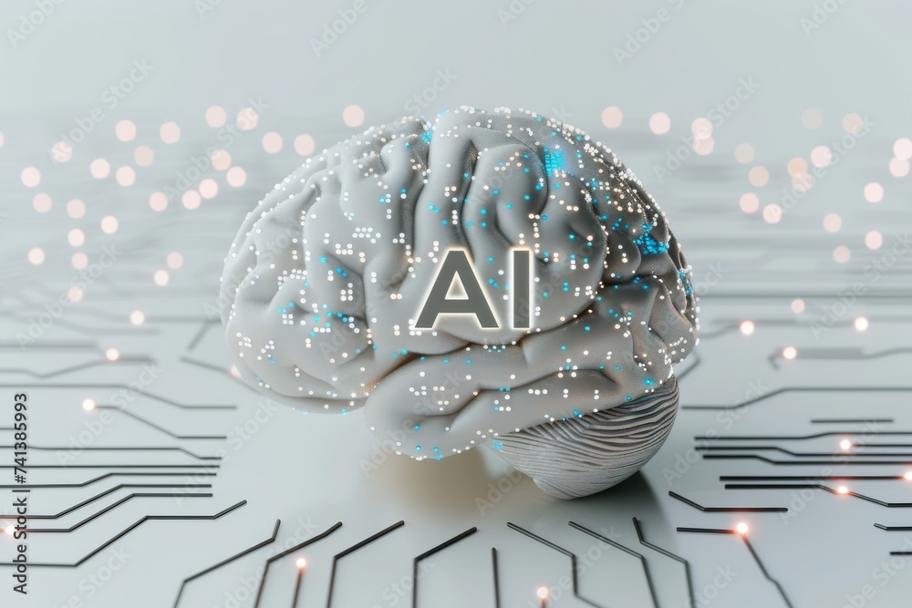 AI Brain Chip new horizons. Artificial Intelligence myelinated axon ...