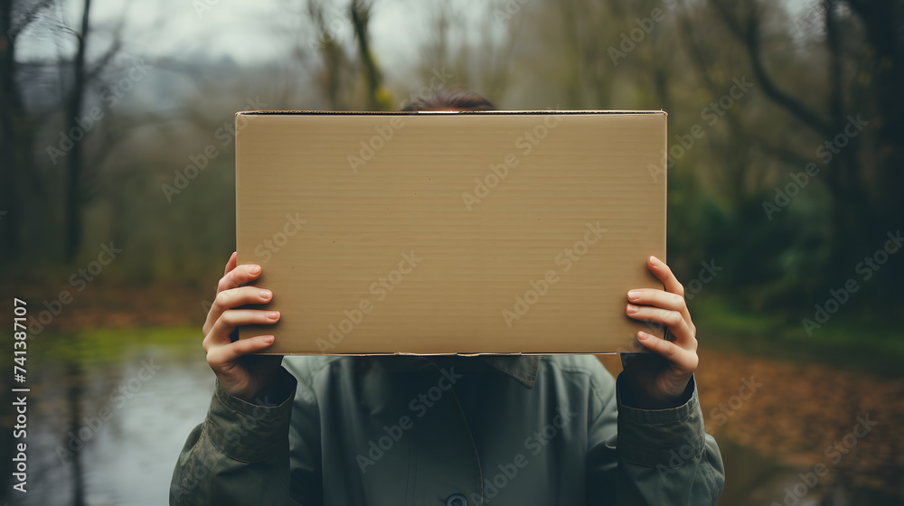 Woman's Hand Holding a Plain Cardboard Box