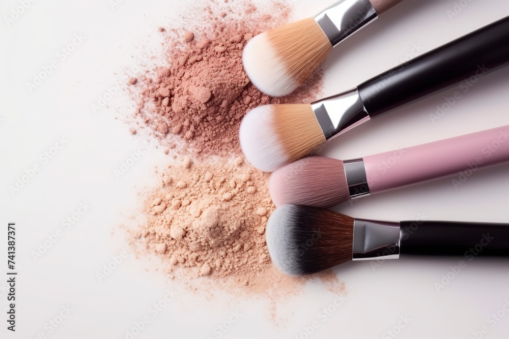 female makeup brush with beauty and skincare cosmetics female makeup brush with beauty and skincare cosmetics