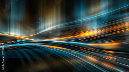 Dynamic speed and motion in a futuristic tunnel, abstract light trails and fast movement in a vibrant and colorful design